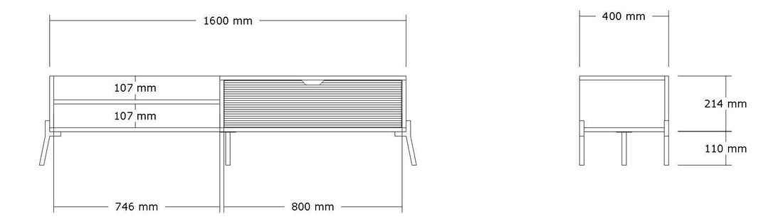 Masă TV/Dulap Momido (stejar zafir + antracit) 
