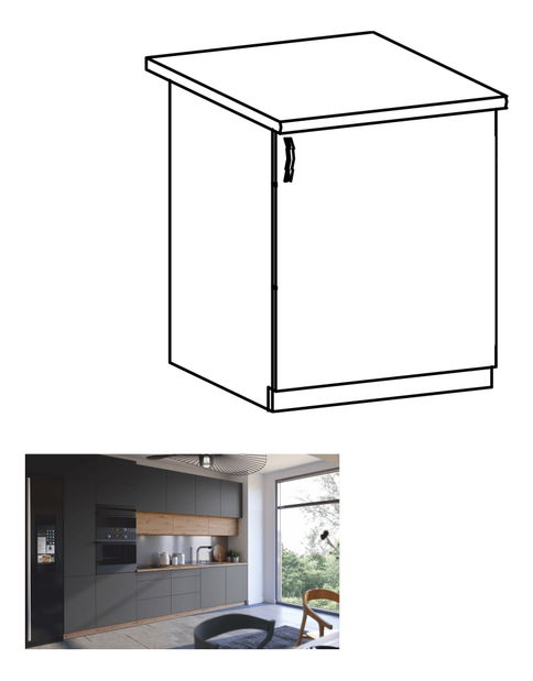 Dolná kuchynská skrinka D60 Langari (dub artisan + sivá matná) (P)