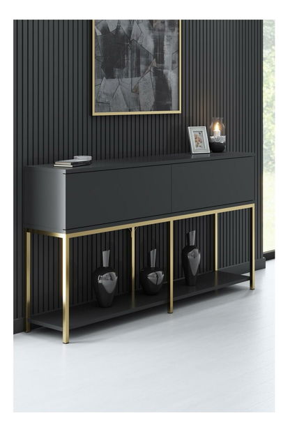 Konzolasztal Vibubi 1 (antracit + arany) 