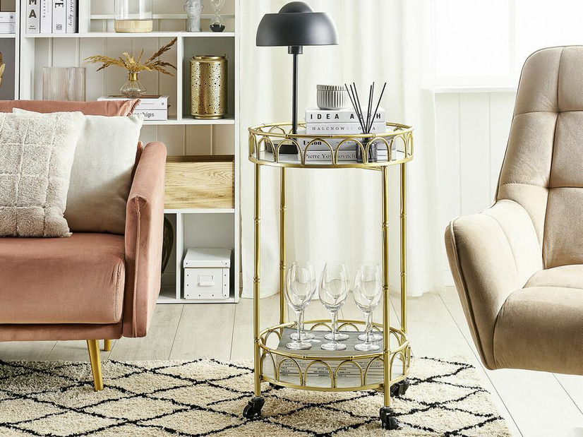 Cărucior servire SAFTA (auriu + efect marmură) *vânzare stoc