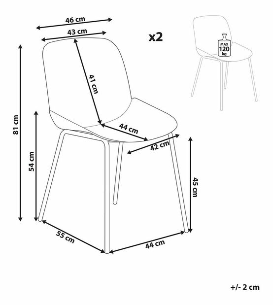 Set 2 ks jedálenských stoličiek Milza (zelená)