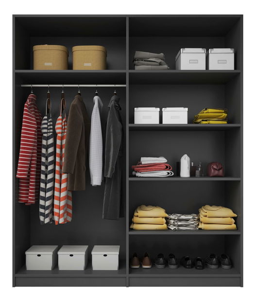 Šatníková skriňa Hayle Typ 20 (sivá + sivý vysoký lesk)