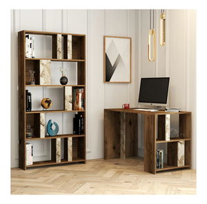 Masă PC cu raft Limba (Nuc + Alb)