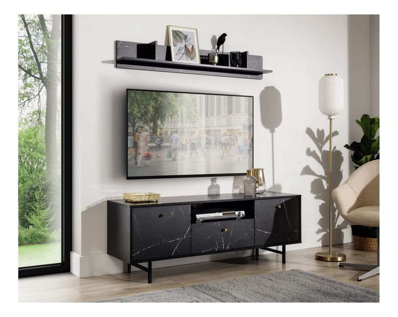 Polička Verona POL (čierna + čierny mramor)