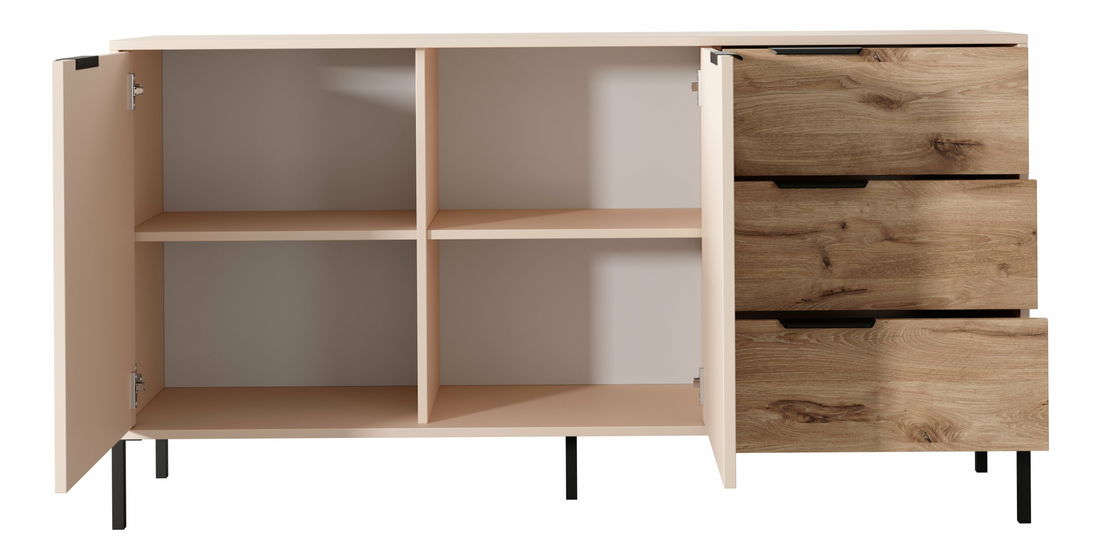 Comodă Rastafa 2D3S (Stejar viking + Bej)