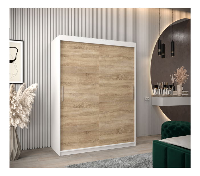 Ormar za garderobu 150 cm Toki (bijela mat + hrast sonoma)