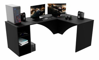 Rohový pc stôl Carbon (čierna) (P) (bez osvetlenia)