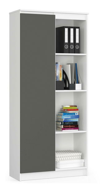 Dulap cu rafturi Rehana II (alb + gri)