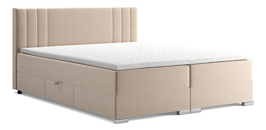 Manželská postel Ivor 160 cm (béžová) (s bonell pružinami a úl. priestorom)