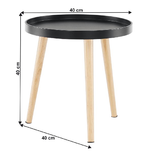 Pomoćni stolić Sansay (crna + prirodna)