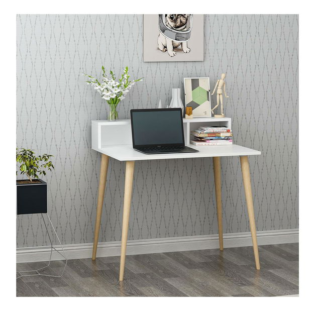 Masă PC Ronasotta 3 (alb + Lemn)