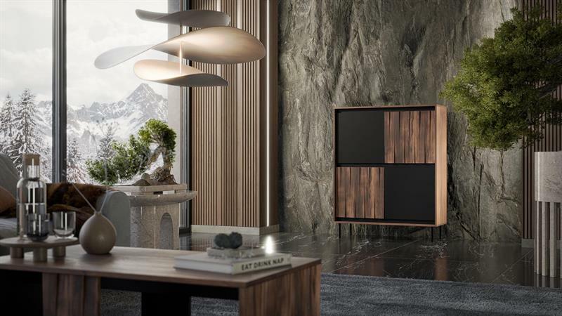 Ormarić Sting KM2 (orah + crna)