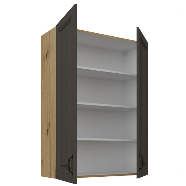 Dulap superior de bucătărie Sheila 80 G 108 2F (Cadru: stejar artisan + front: grafit)