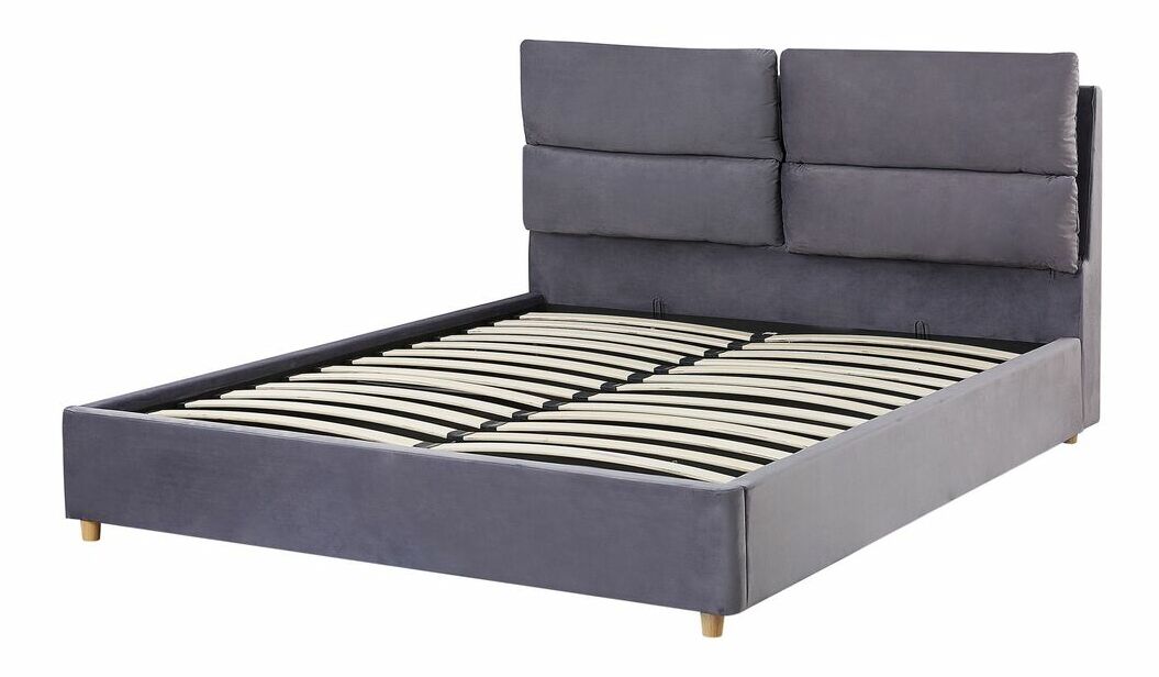 Manželská posteľ 160 cm BALSAS (textil) (sivá) (s roštom)
