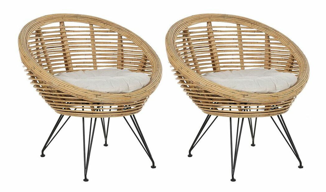Set 2 ks záhradných kresiel Marza (prírodná)