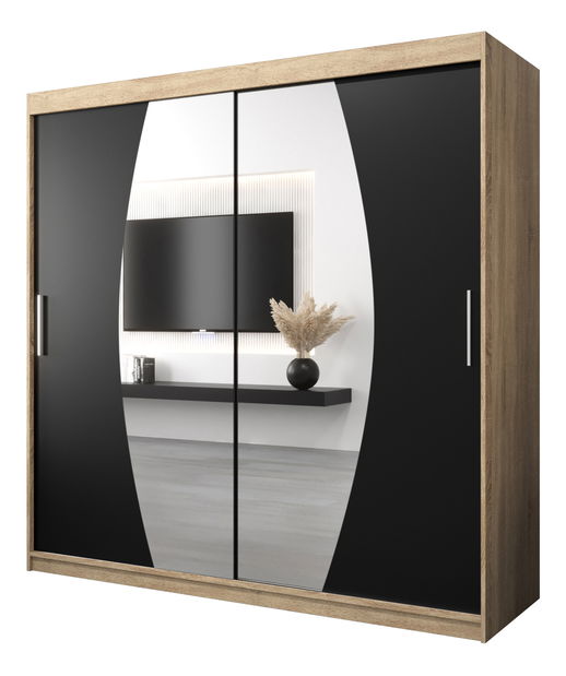 Dulap de haine 200 cm Eclipse (Stejar sonoma + Negru mat)