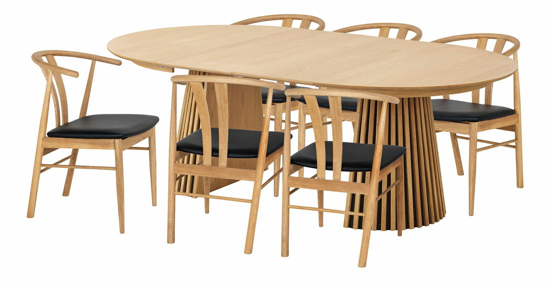 Jedálenský set Ovanria (dub + prírodný + čierny)