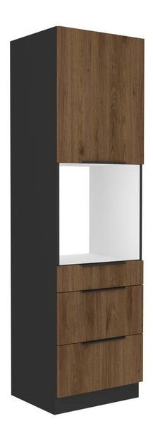 Dulap înalt pentru cuptor încorporat Monzesa 60 DPS 210 3S1F (nuc okapi + negru 