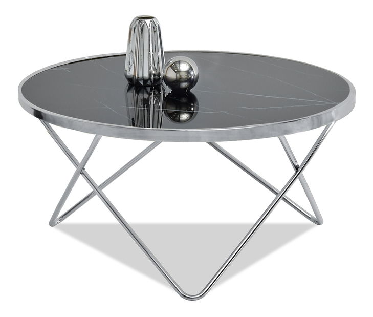 Dohányzóasztal Armin Xl (fekete márvány + króm)