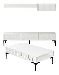 Set mobilier living Lyantela (alb + negru)