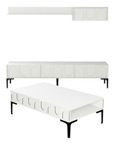 Set mobilier living Lyantela (alb + negru)