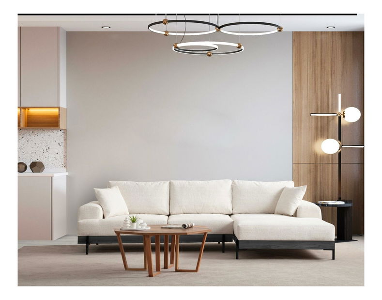 Rohová sedačka Etorella (P) (biela + čierna)