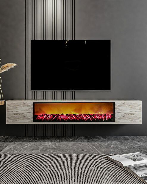 TV stolík/skrinka Parameunt (biela + mramor)