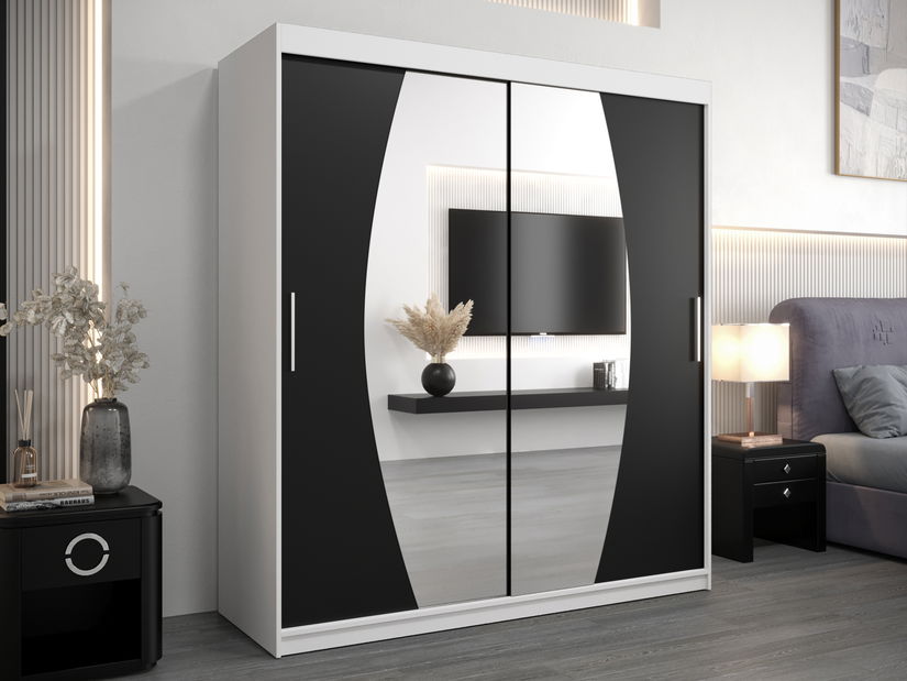 Ruhásszekrény 180 cm Eclipse (matt fehér + matt fekete)