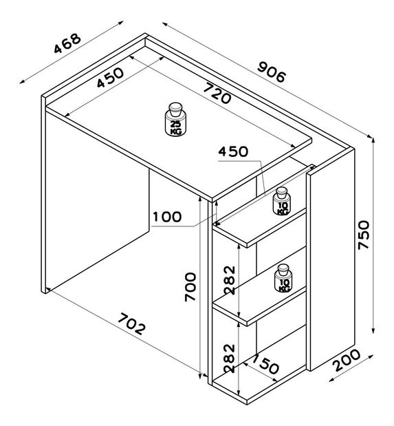 PC stolík Lipoma 4 (antracit + orech) 