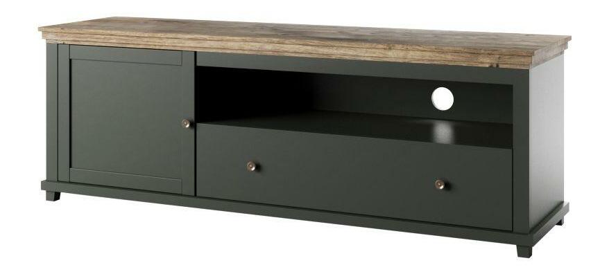 TV asztal/szekrény Elvina Typ 40 (sötétzöld + lefkas tölgy)