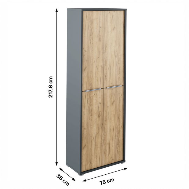 Policová skriňa Hamila NEW TYP 05 (grafit + dub artisan)
