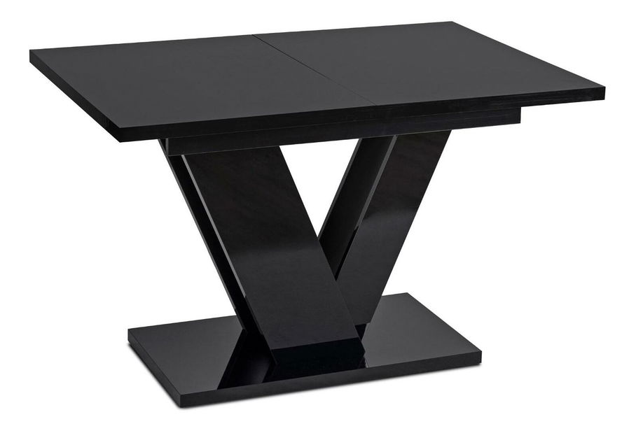 Blagovaonski stol na razvlačenje Comentado (crni sjaj) (za 4 do 6 osoba)