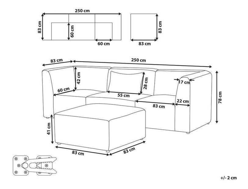 Pohovka trojsedačka s taburetkou Lemia (zelená)