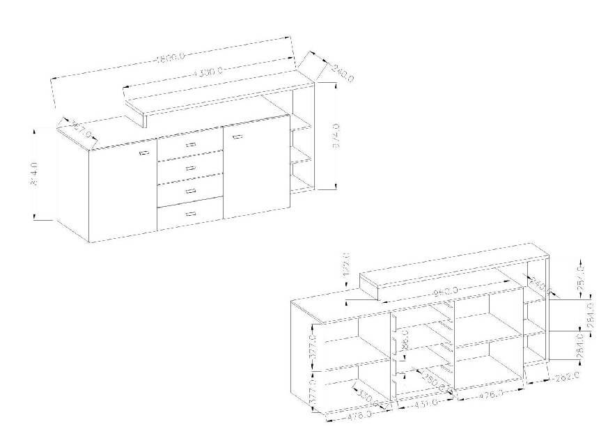 Komoda Bilsby Tip 27 (crna + crna mat)