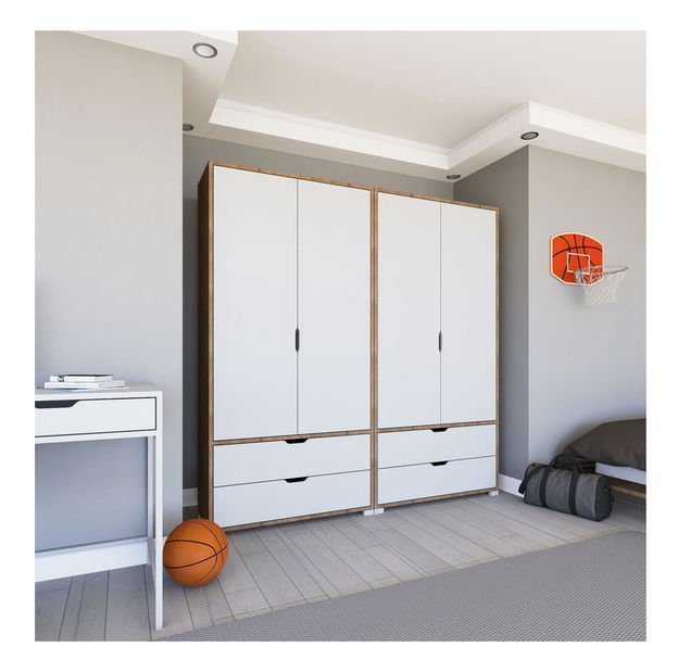 Ruhásszekrény Nisae 21 (világos dió + fehér)