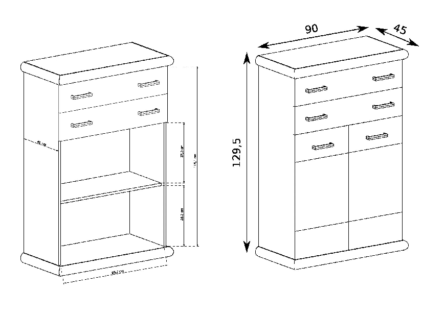 Komoda Kenny 06 (craft biely + craft zlatý)