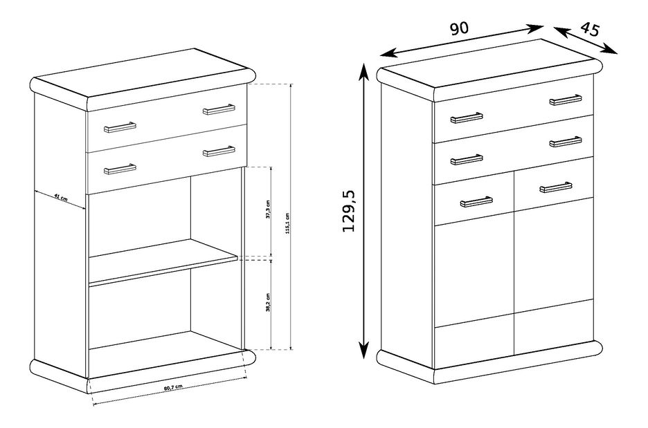 Comodă – Jarstol – Kenny 06 (craft alb + craft auriu) *lichidare stoc
