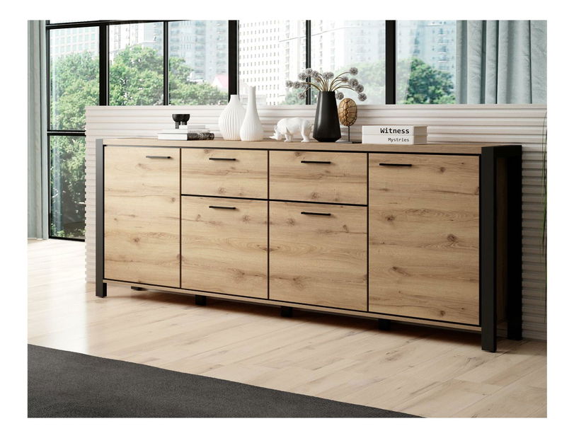 Komód Armin Typ 25 (taurus tölgy + matt fekete)