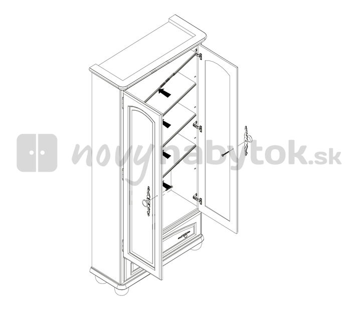 Policová skriňa BRW BAWARIA DREG 2D1S