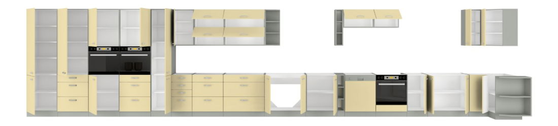 Dulap de bucătărie pentru cuptor Kelyn 60 DP 210 2F (Crem lucios + gri) *vânzare stoc