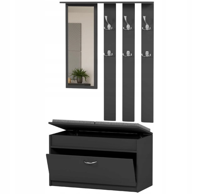 Set mobilier hol Varita (antracit) (cu oglindă)