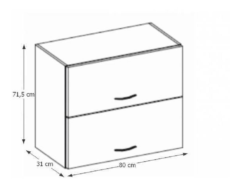 Dulap superior de bucătărie 80 GU-72 Pleitton (roșu lucios)