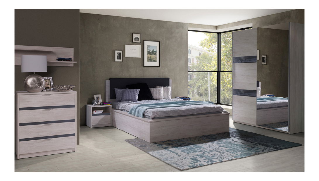 Ormar za garderobu Desayuno DSZ150 (hrast bijeli + grafit sjajni)