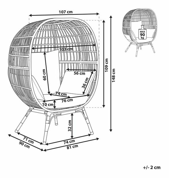 Záhradné kreslo Valentin (prírodná)