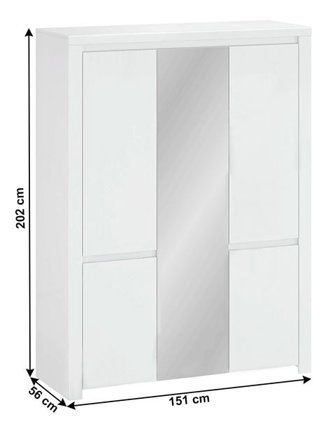 Dulap de haine Lafer 5D (Alb) (cu oglindă)