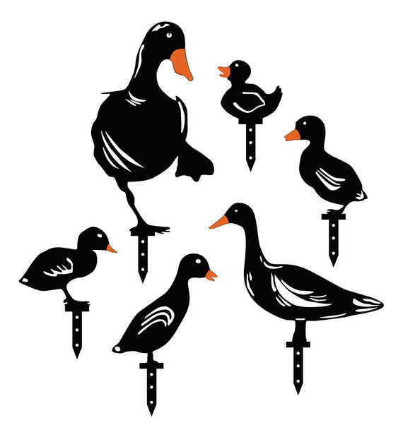 Dekorativni set metalnih ukrasa za vrt Duckie (crna)