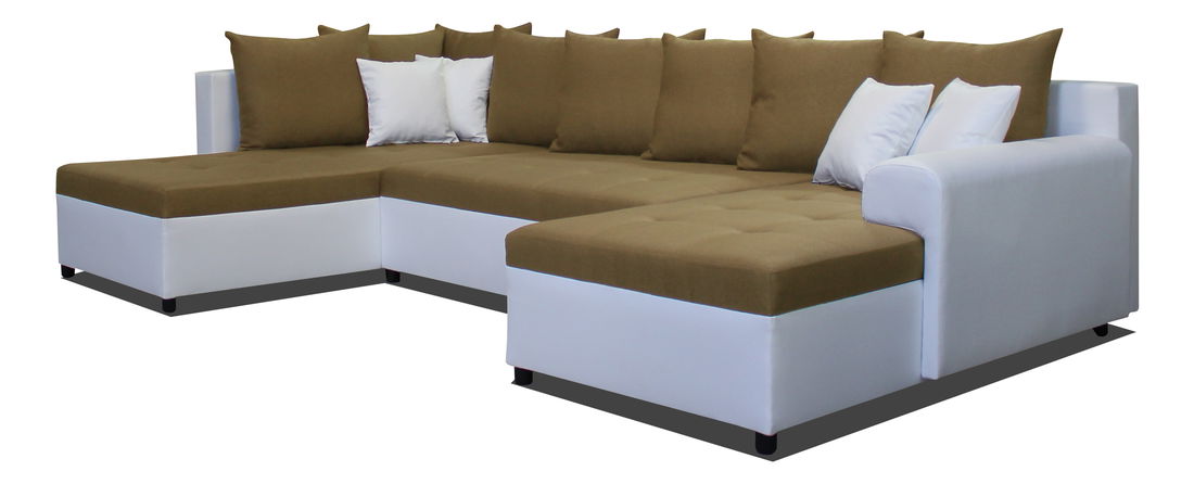 Rohová sedačka U Lisbona LB+2F+L (svetlohnedá + biela) (P)