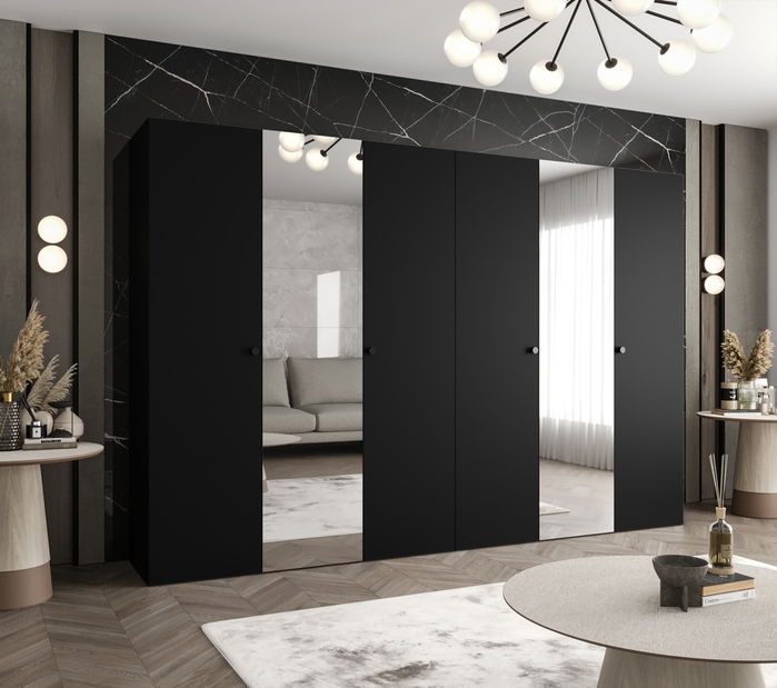 Dulap de haine 300 cm Parna 2 (Negru + Negru)