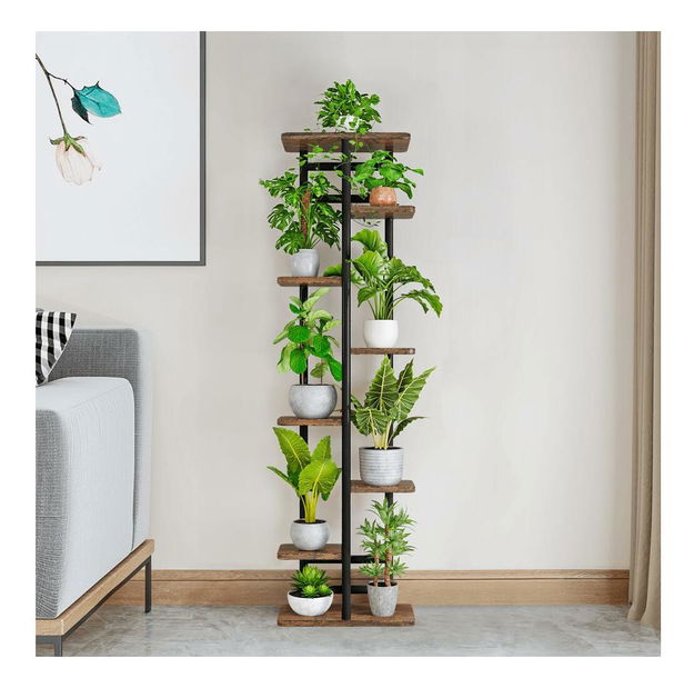 Suport flori Laban 4 (lemn închis + negru) 