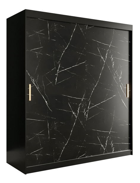 Dulap de haine Nona T (negru + marmură albă)